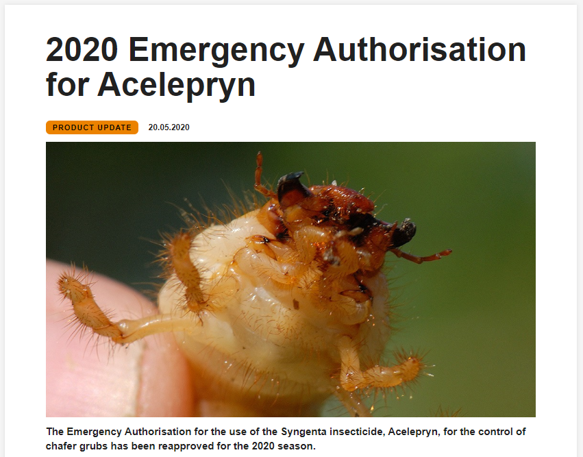 Acelepryn Emergency Authorisation 2020