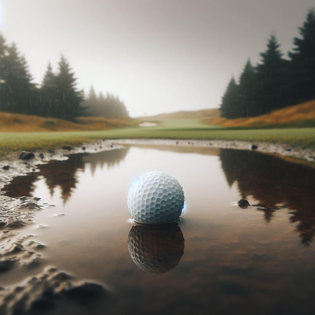 balle de golf sous la pluie